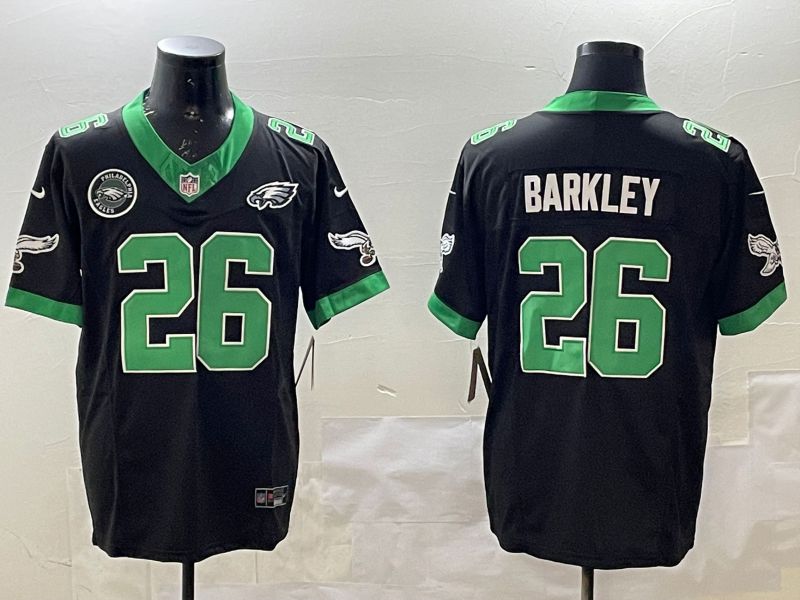 Men Philadelphia Eagles #26 Barkley Black three generations Throwback 2025 Nike Vapor Limited NFL Jersey style 6